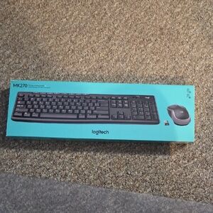Logitech MK270 Wireless Combo in Black and Teal Box